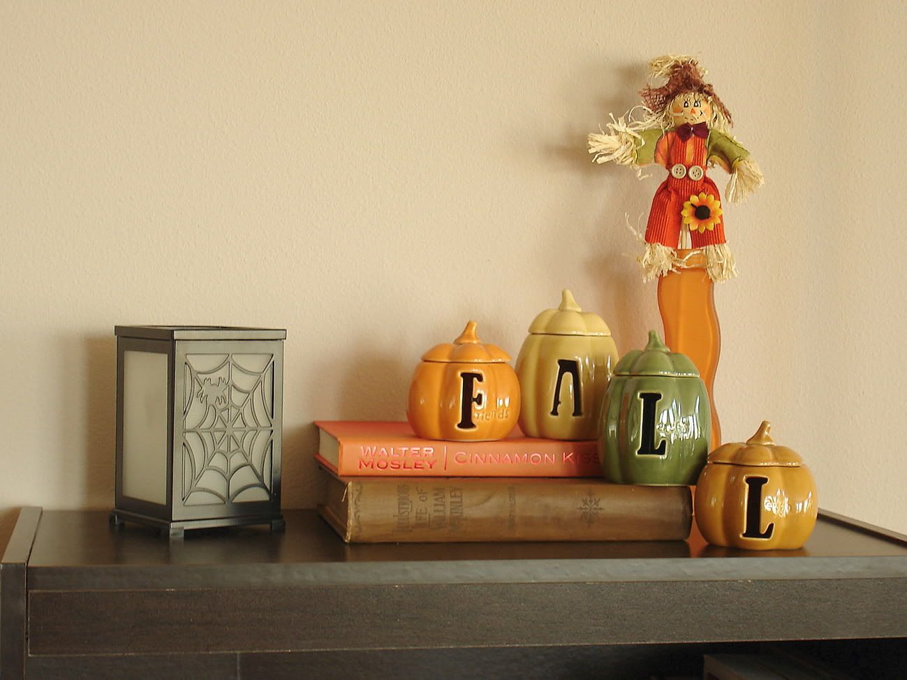 Fall bookcase scape