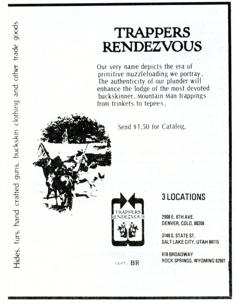 Trappers Rendezvous ad, Nov 1980 Buckskin Report