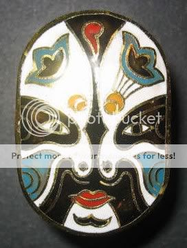Cloisonne Chinese Opera Mask Box Trinket Jewelry Powder  