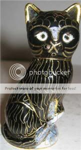 New Rare Cloisonne Black Cat Figurine Collectible  