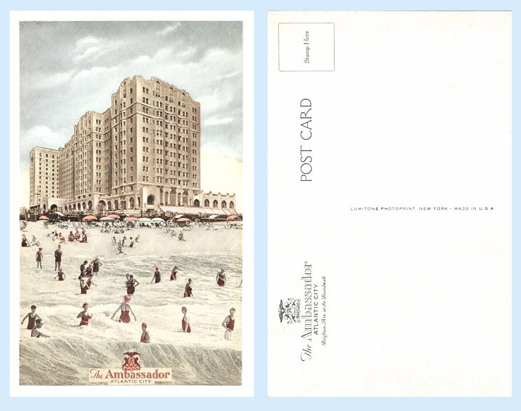 Bathers The Ambassador Atlantic City New Jersey Lumintone Postcard Ebay