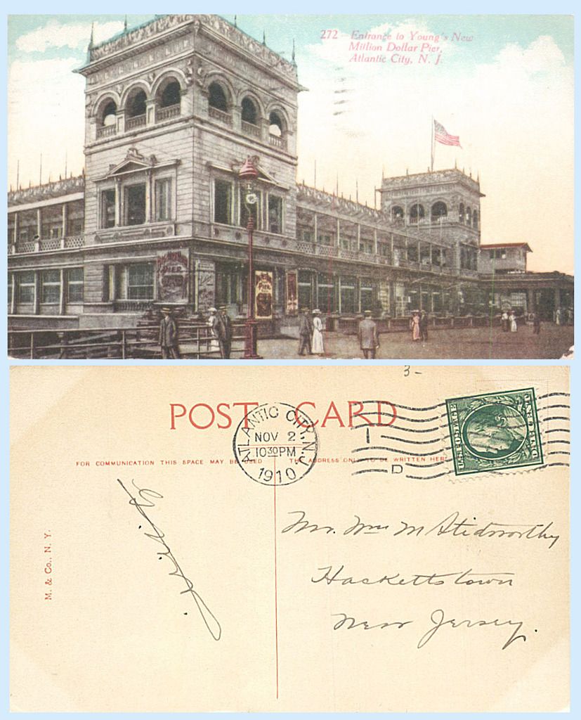 Entrance Youngs Million Dollar Pier Atlantic City New Jersey 1910 Postcard Ebay