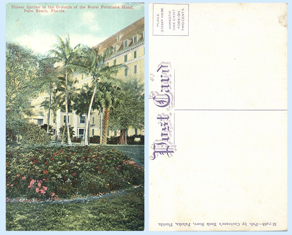 details about flower garden royal poinciana hotel palm beach florida c1913  postcard
