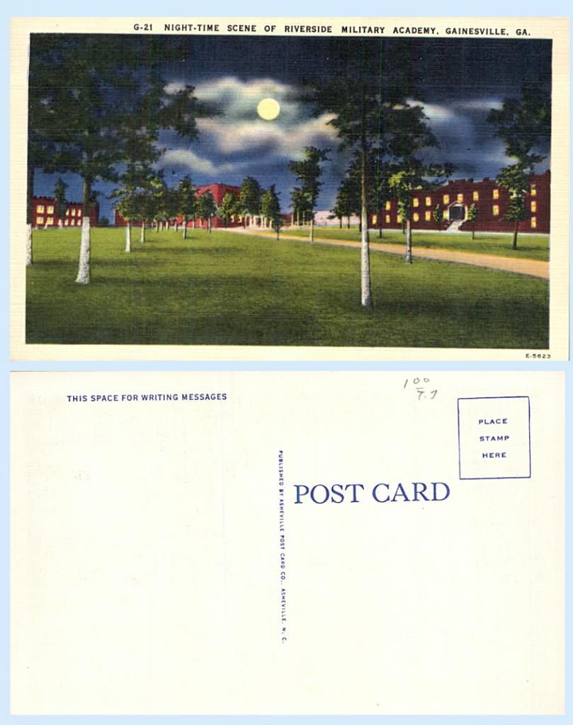 Riverside Military Academy At Night Gainesville Georgia Postcard Ebay