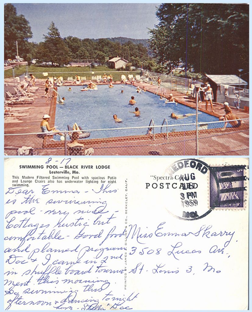 Swimming Pool Black River Lodge Lesterville Missouri 1959 Postcard ...